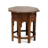 An Indian padouk or rosewood and brass inlaid occasional table,