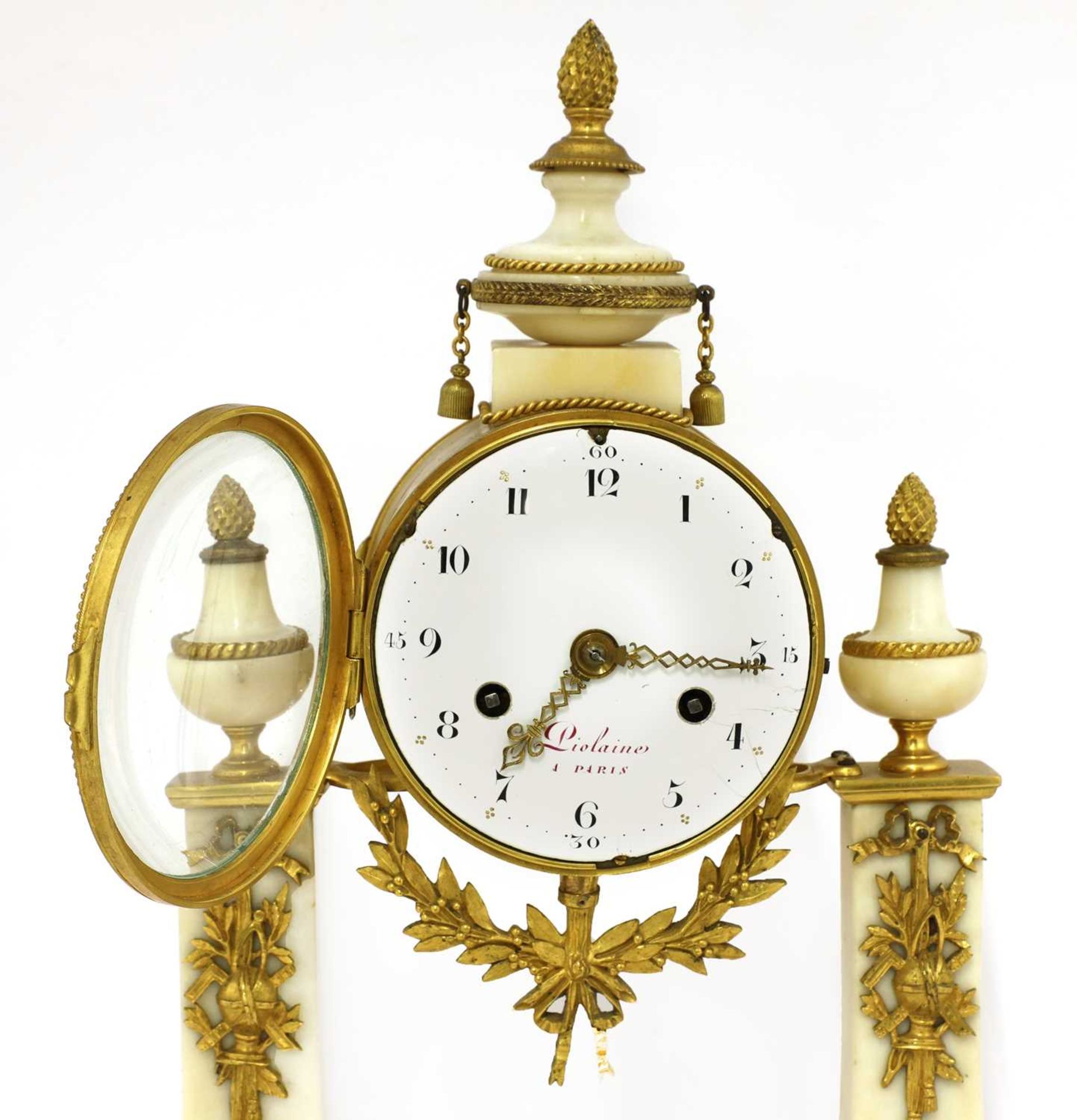 A French rococo-style marble and gilt-bronze mounted portico clock, - Image 2 of 3