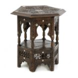 A Syrian carved hardwood and mother-of-pearl inlaid occasional table,