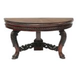 A Sri Lankan hardwood demilune pier table,