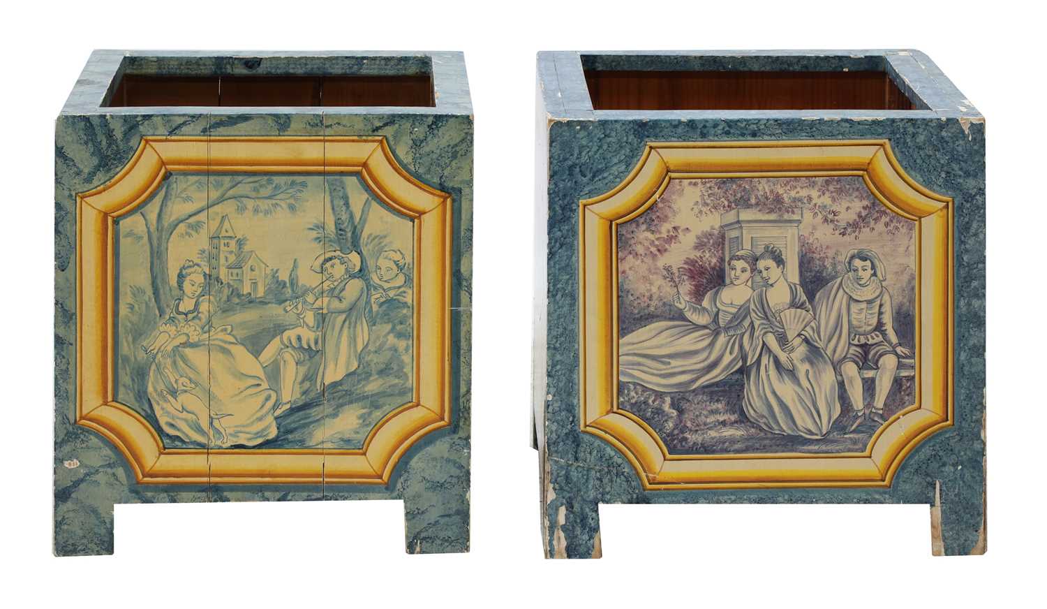 A pair of painted wooden Versailles planters,