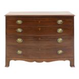 A George III mahogany, rosewood, crossbanded and line inlaid bow-fronted bachelor's chest,