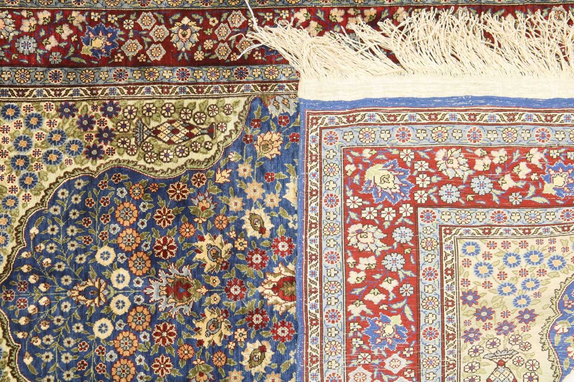 A Turkish silk and metal Hereke rug, - Image 2 of 10