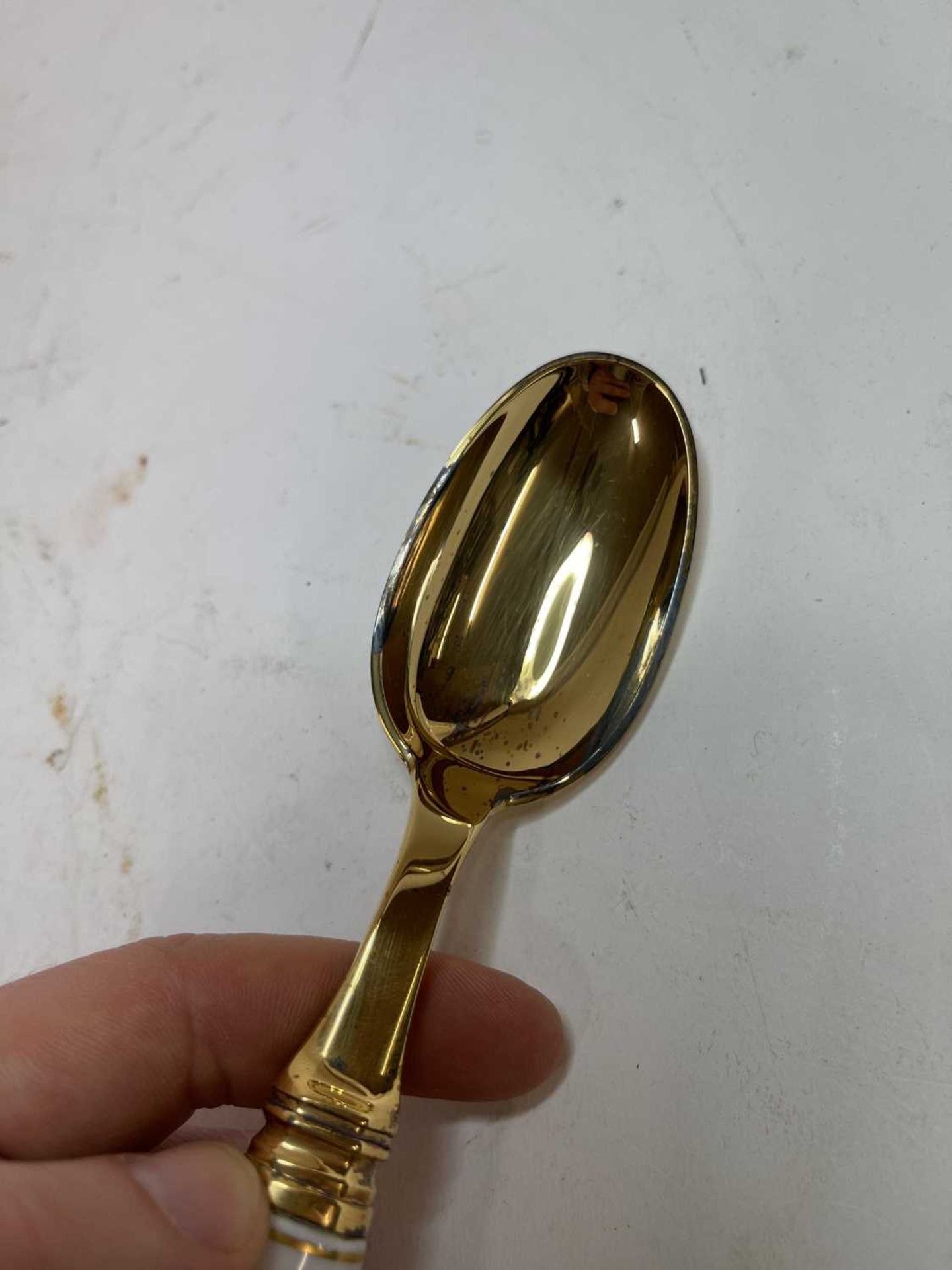 A part canteen of Royal Copenhagen 'Flora Danica' porcelain and silver-gilt cutlery, - Image 41 of 109