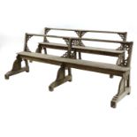 A pair of French weathered oak benches,