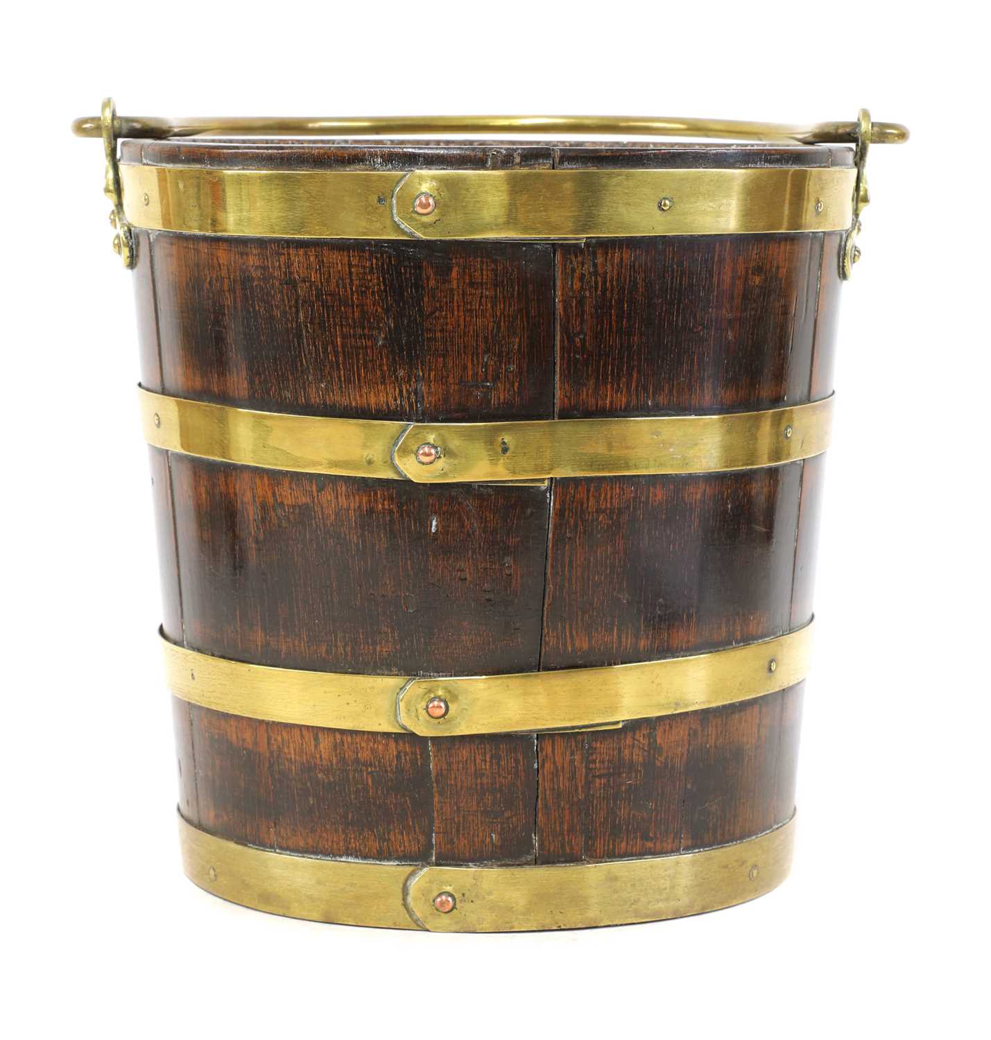 A George III mahogany and brass bound peat bucket, - Image 2 of 4