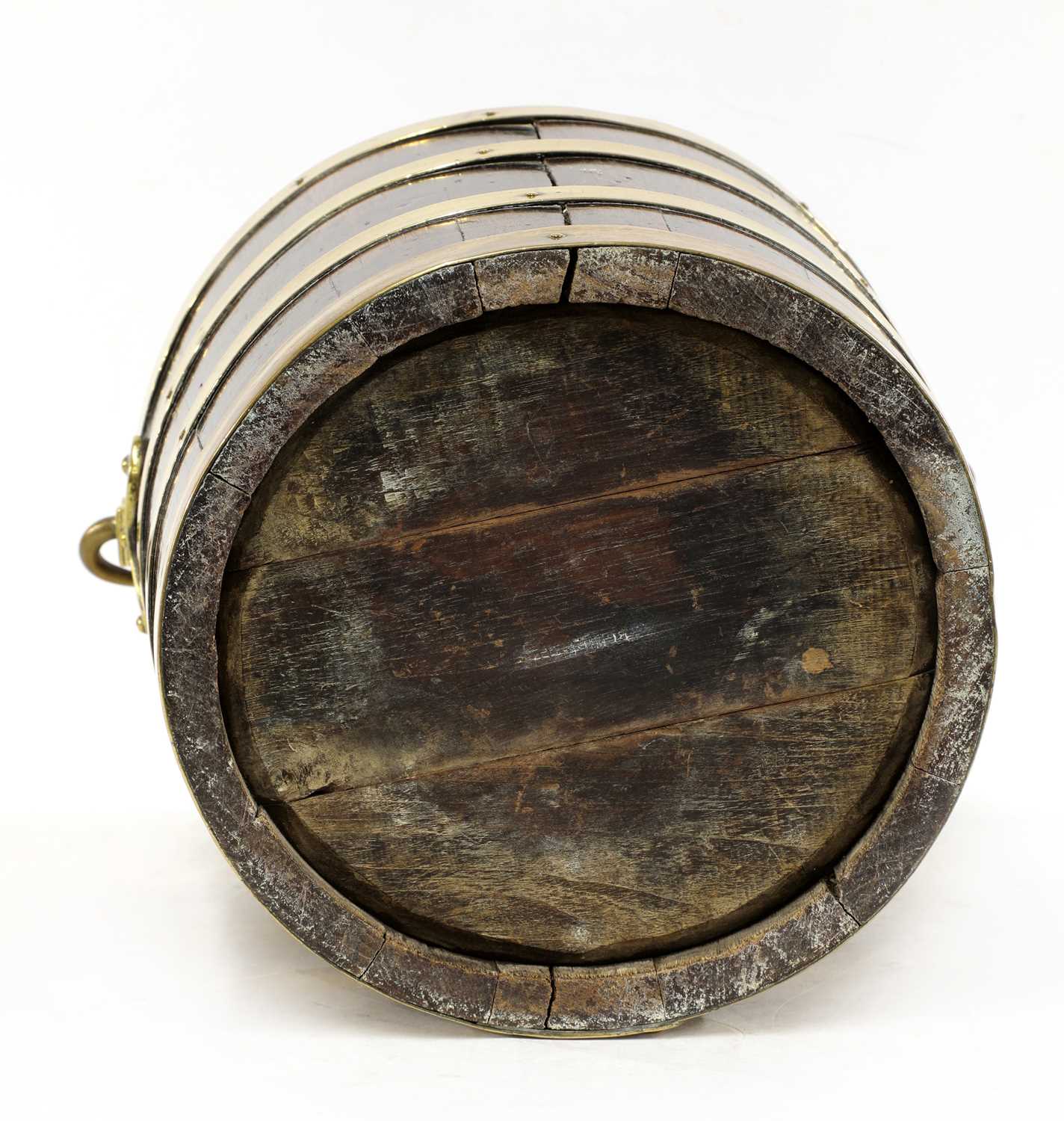 A George III mahogany and brass bound peat bucket, - Image 4 of 4