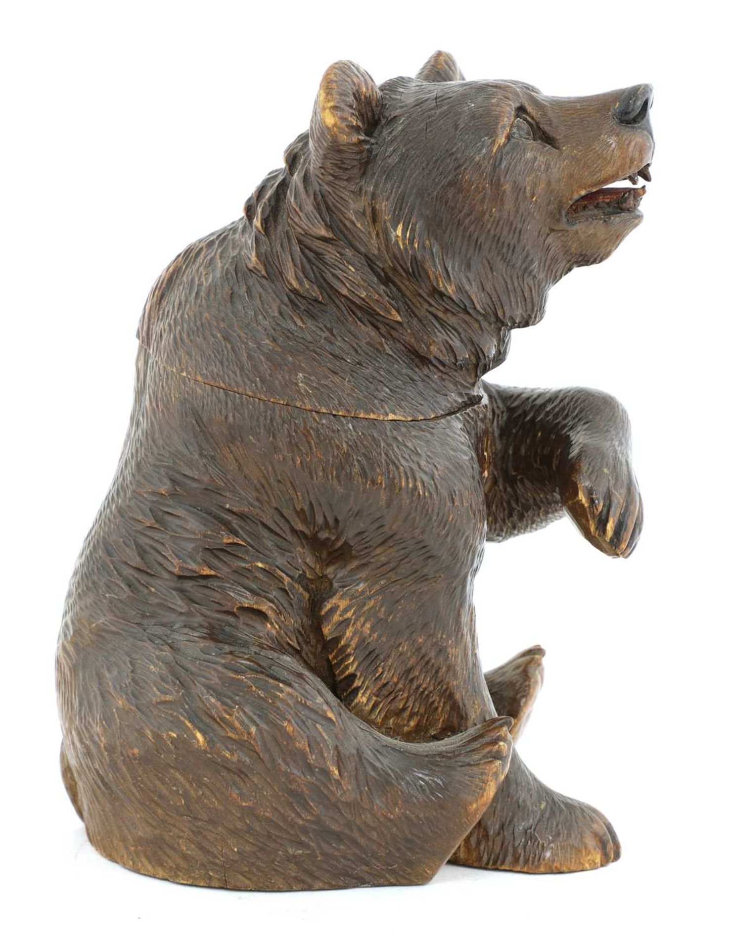 A Black Forest carved wooden bear tobacco jar, - Bild 2 aus 4