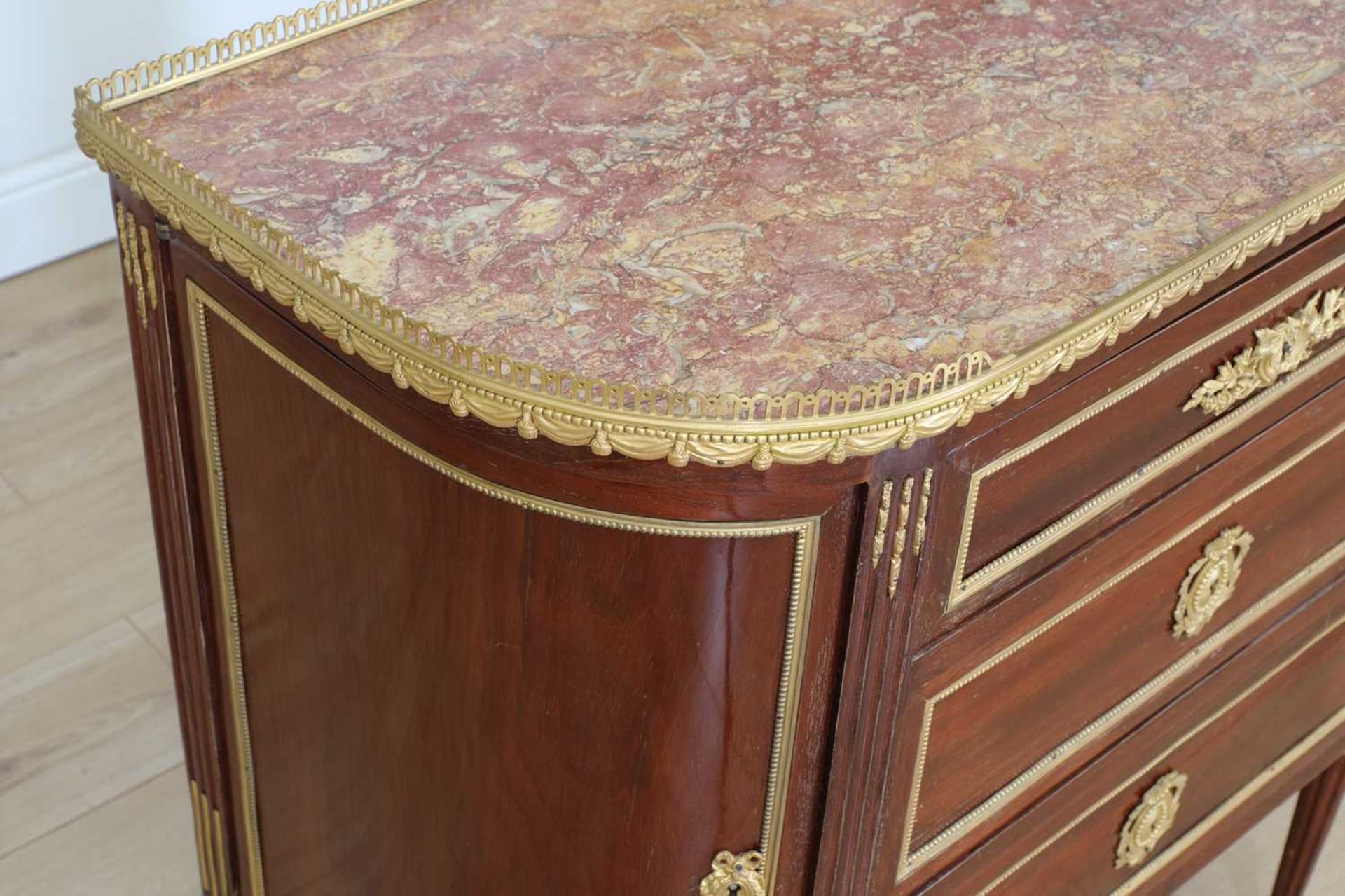 A French Louis XVI-style mahogany and ormolu mounted commode, - Image 4 of 7