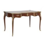 A French Louis XV-style kingwood and ormolu mounted bureau plat,