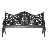 A modern cast iron garden bench