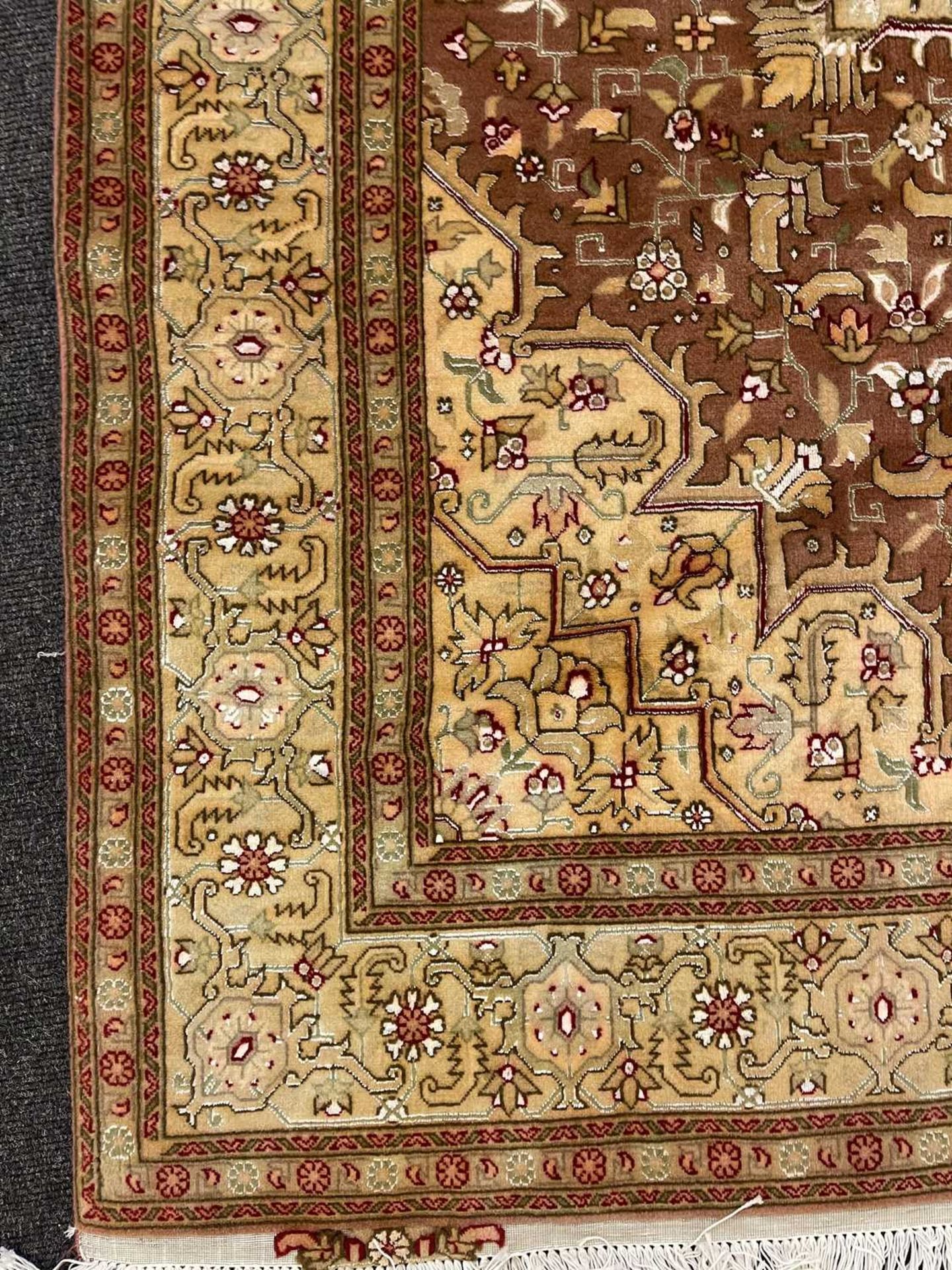 A fine Persian silk inlaid Tabriz rug, - Image 5 of 13