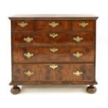 A William and Mary walnut and oak chest of drawers,
