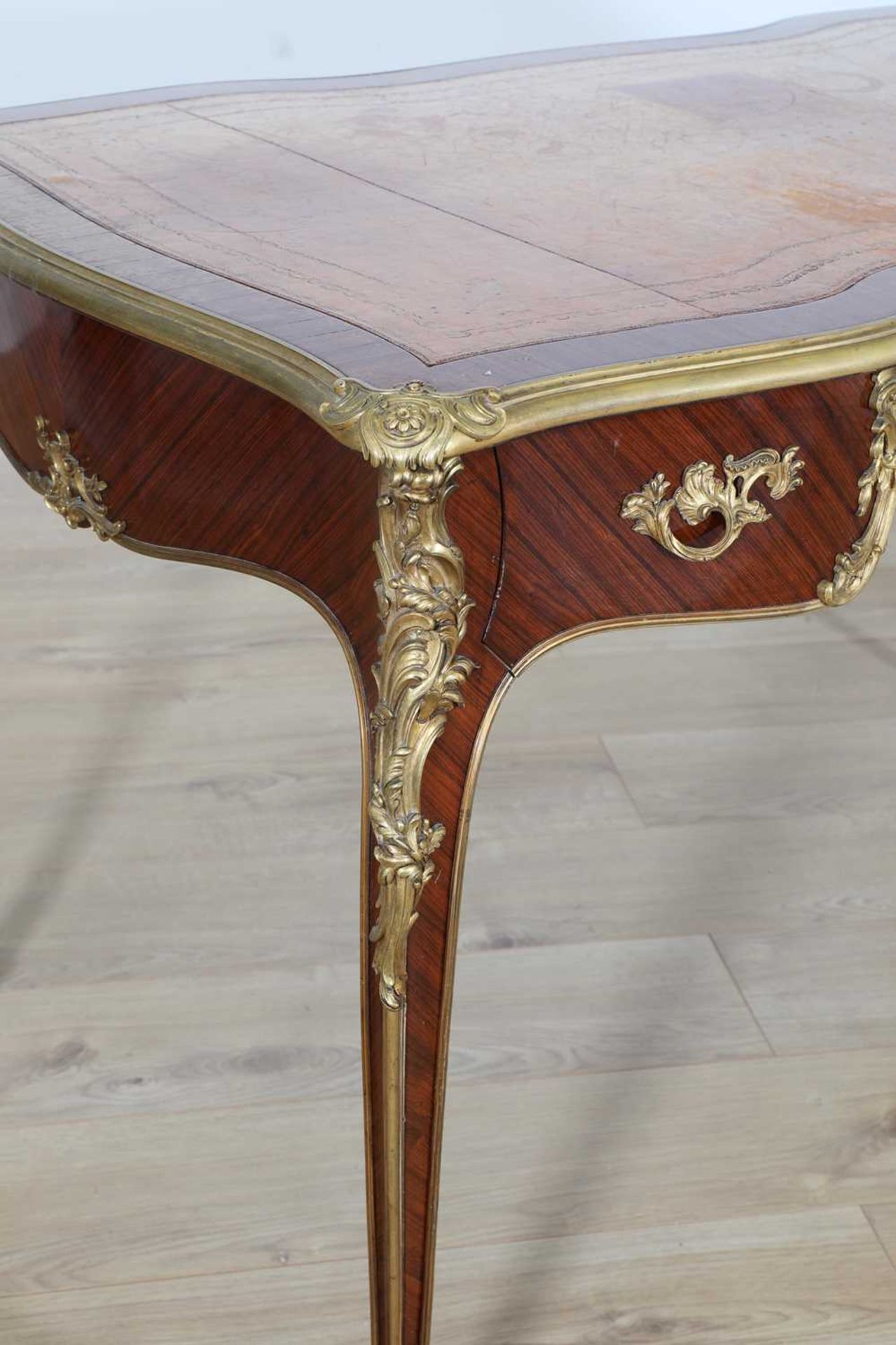 A French Louis XV-style kingwood and ormolu mounted bureau plat, - Image 7 of 12