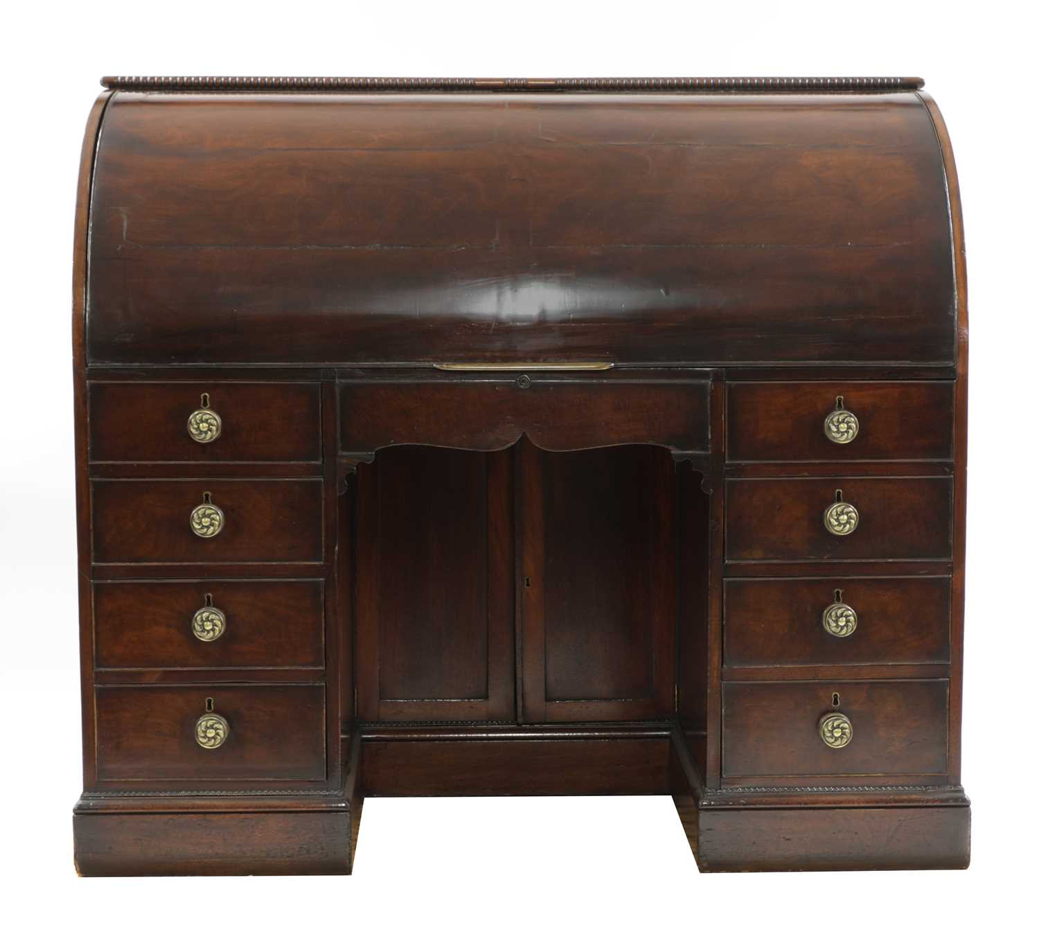 A large mahogany roll-top estate desk,