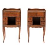 A pair of French beech bedside tables,