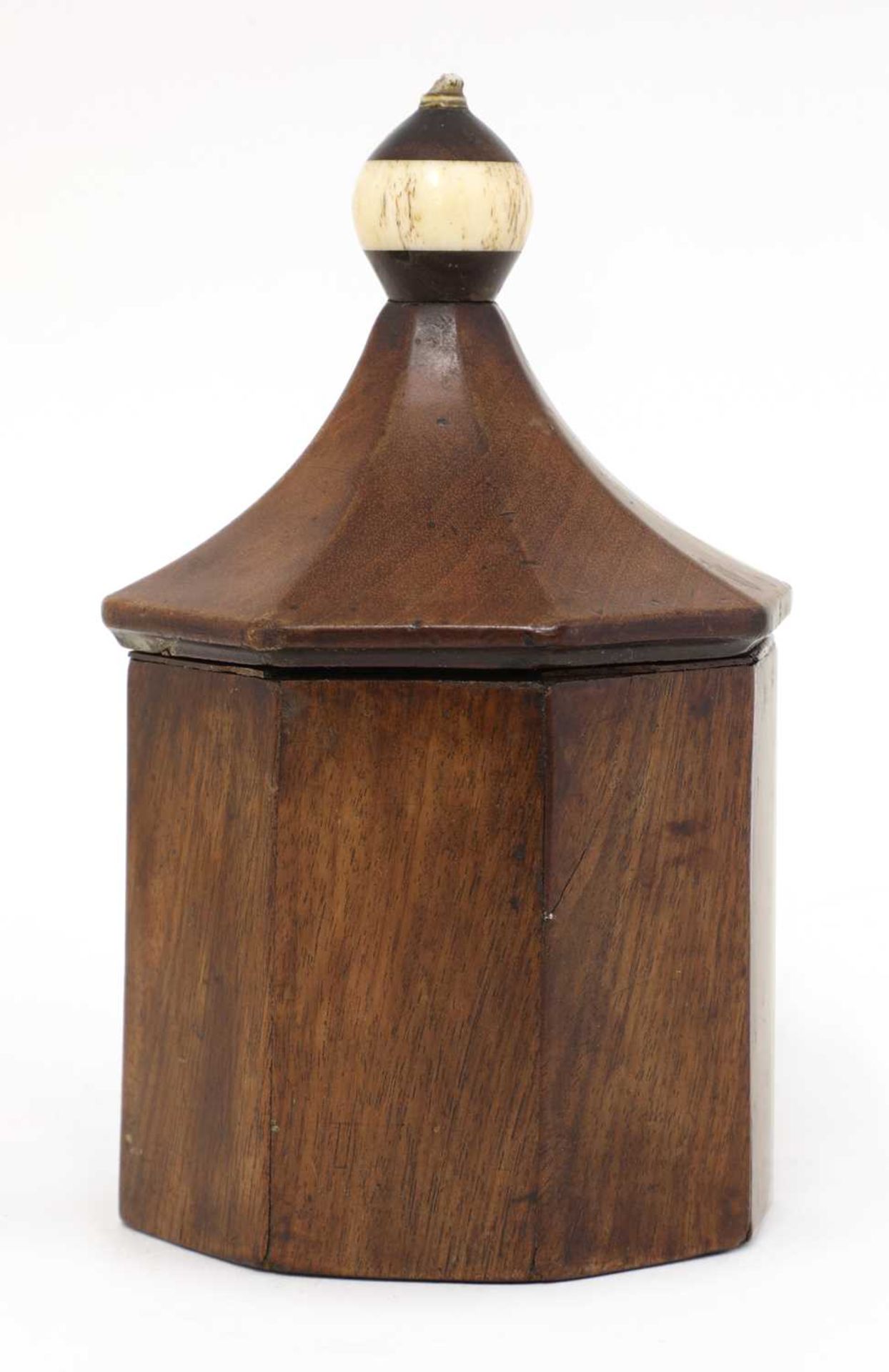 A George III fruitwood tea caddy,