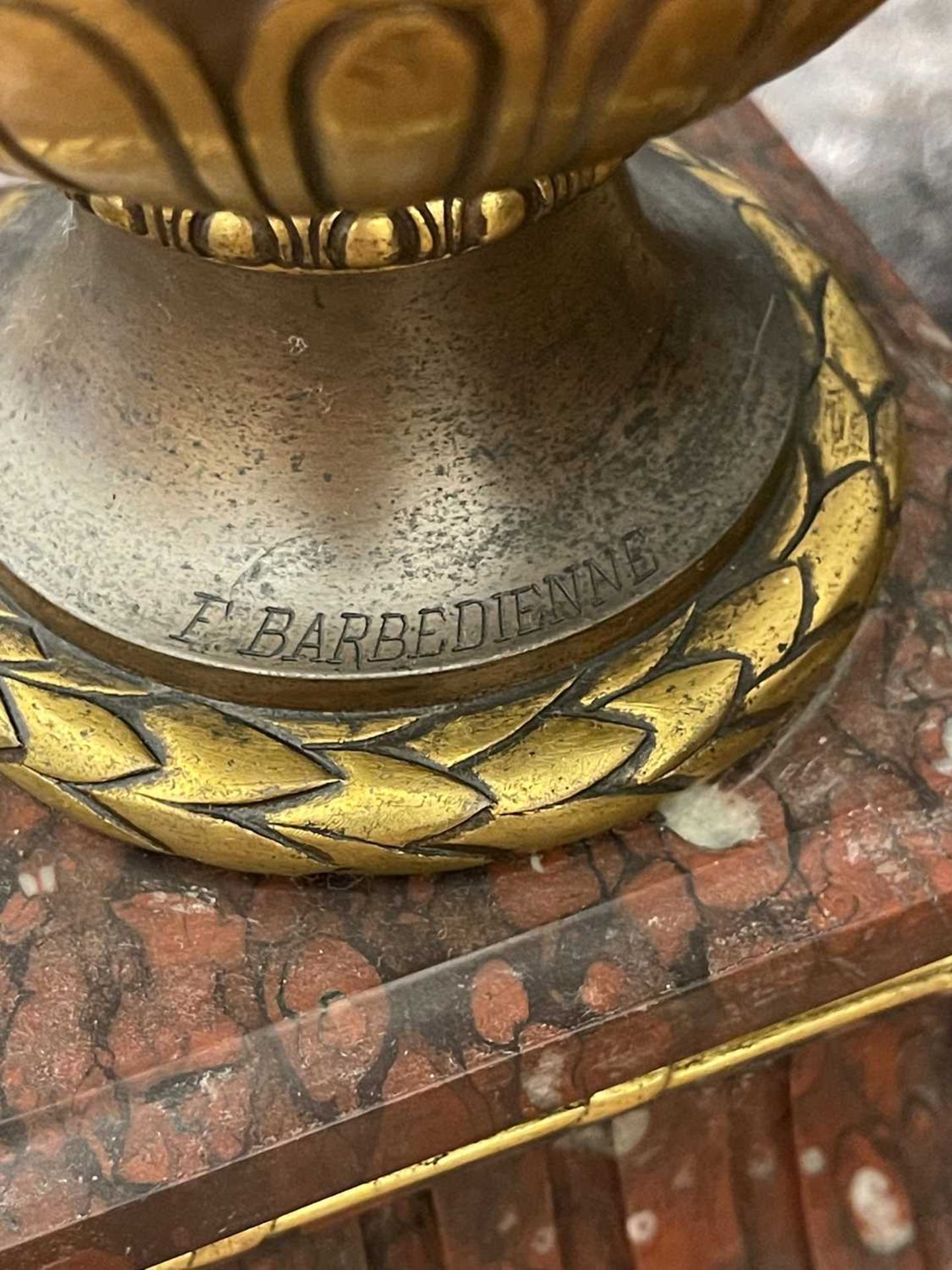 A pair of marble, gilt and patinated bronze candelabra, - Image 10 of 23