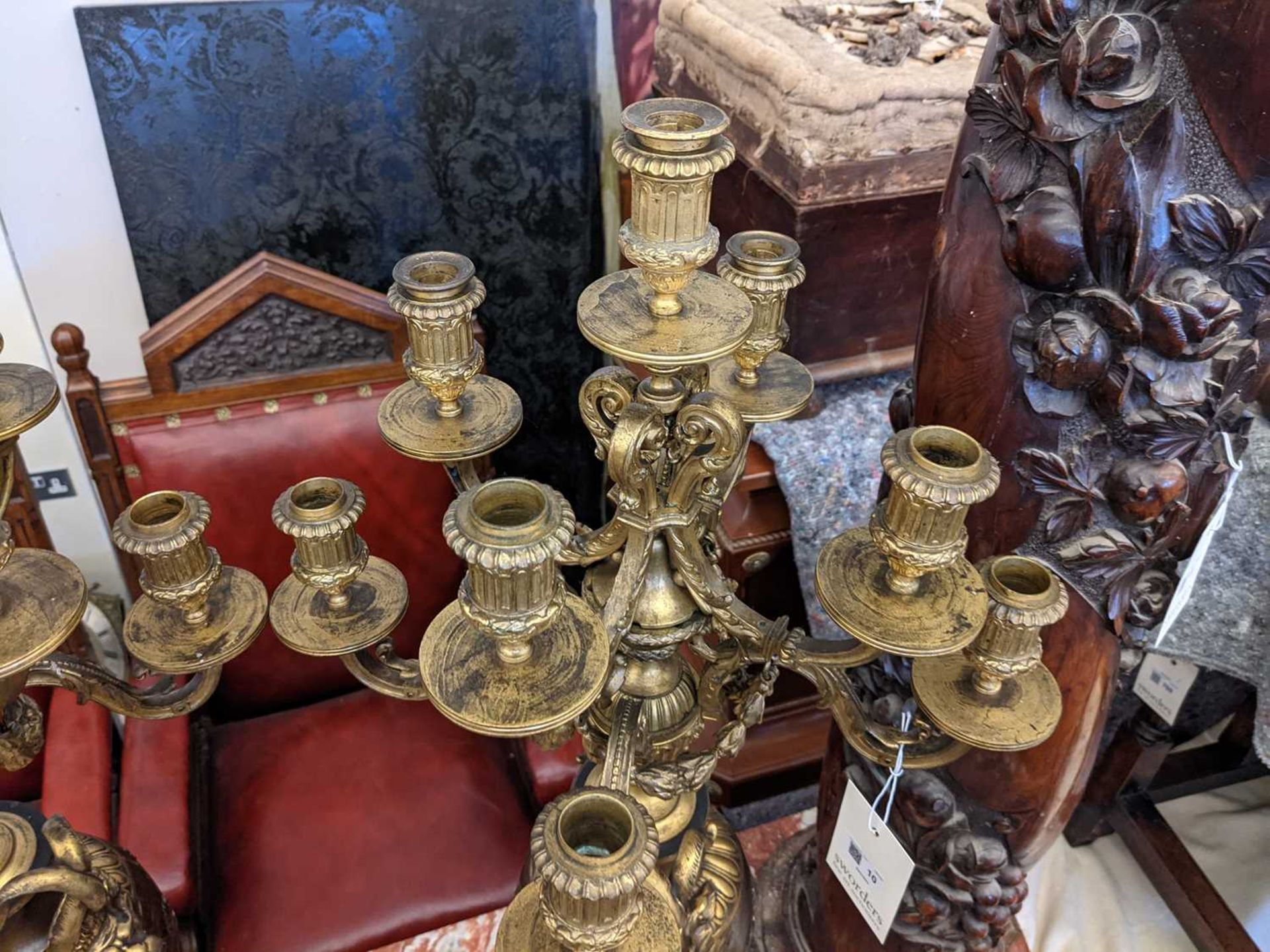 A pair of marble, gilt and patinated bronze candelabra, - Image 17 of 23