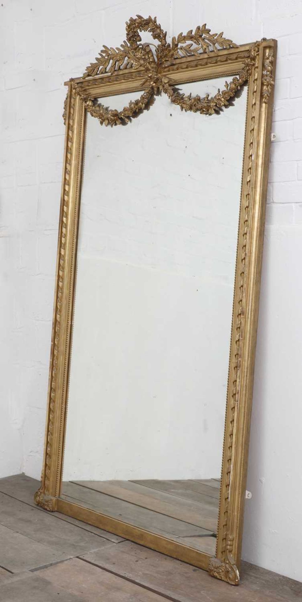 A large French Louis XVI-style giltwood mirror, - Image 2 of 3