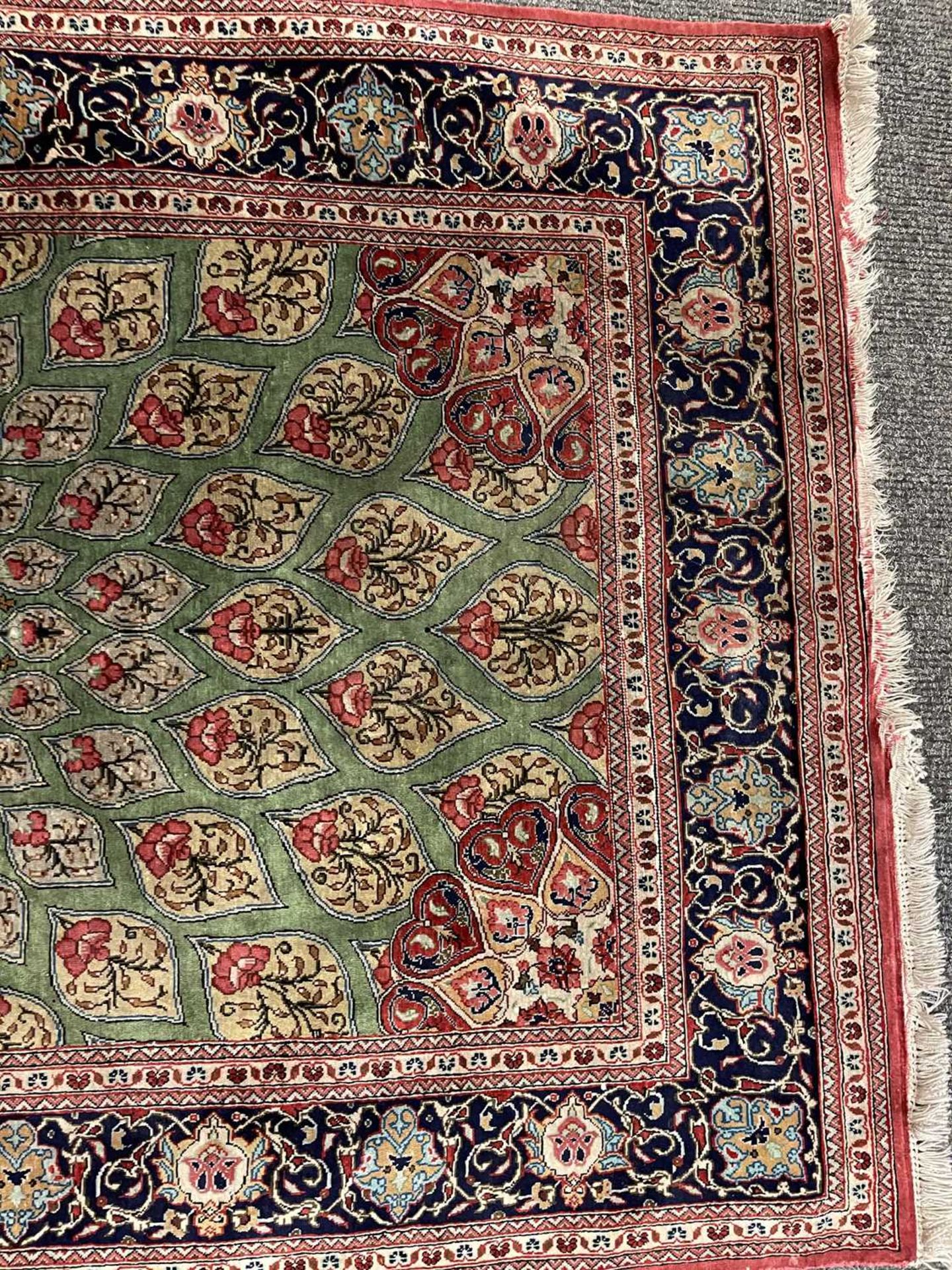 A Persian silk rug, - Image 8 of 8