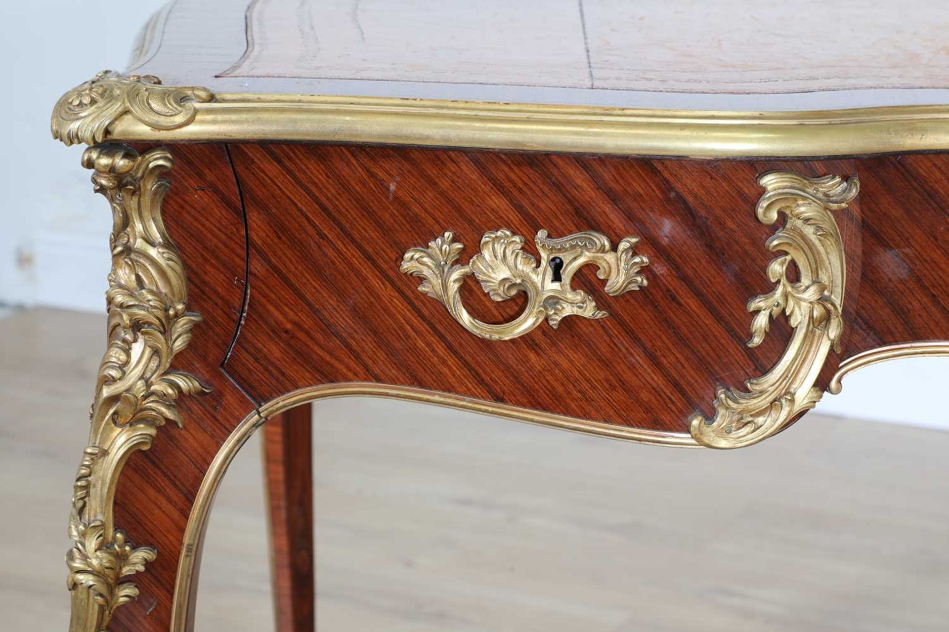 A French Louis XV-style kingwood and ormolu mounted bureau plat, - Image 8 of 12