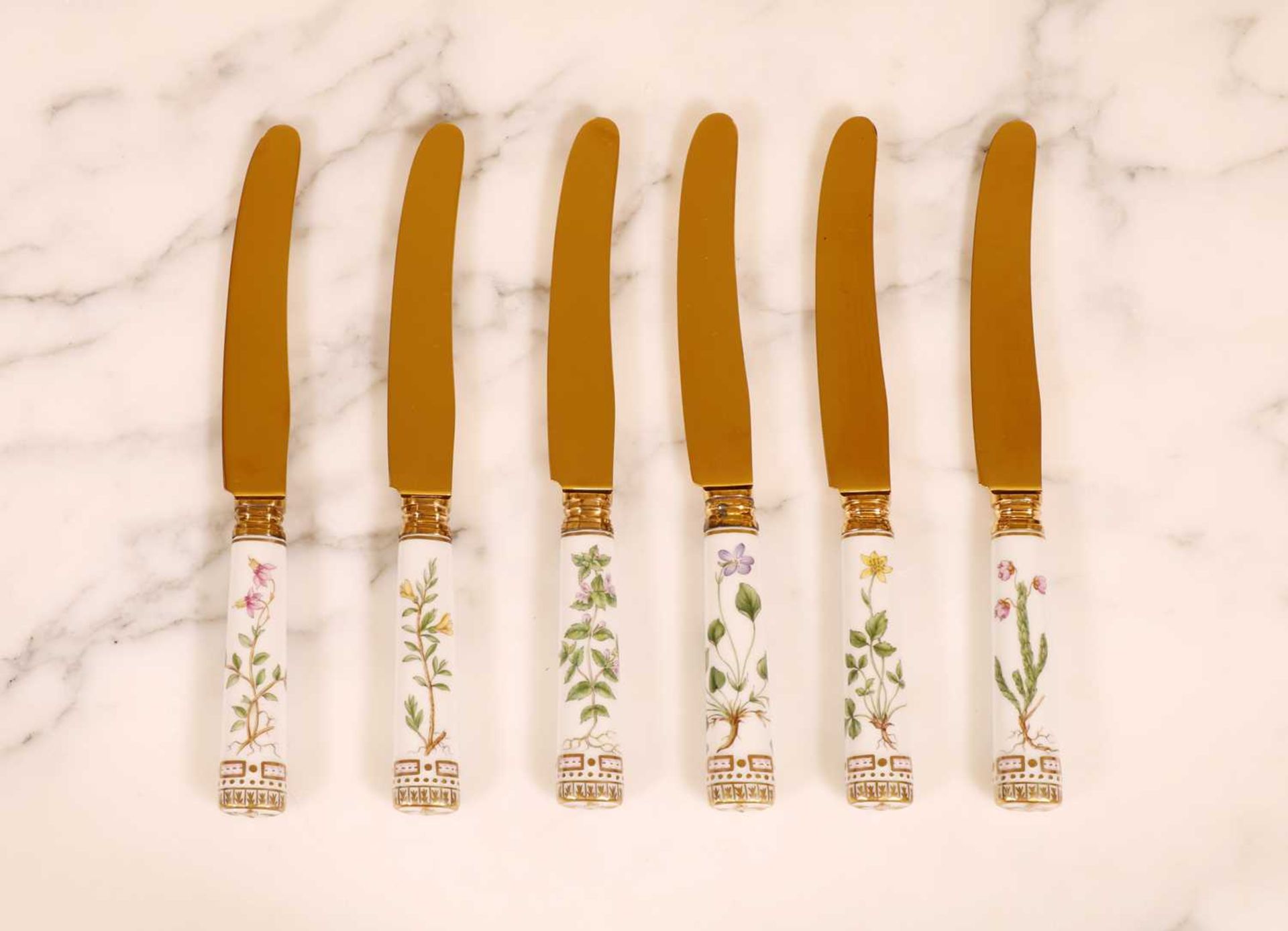 A part canteen of Royal Copenhagen 'Flora Danica' porcelain and silver-gilt cutlery, - Image 6 of 109