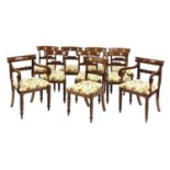 A set of eight George IV mahogany bar back dining chairs,