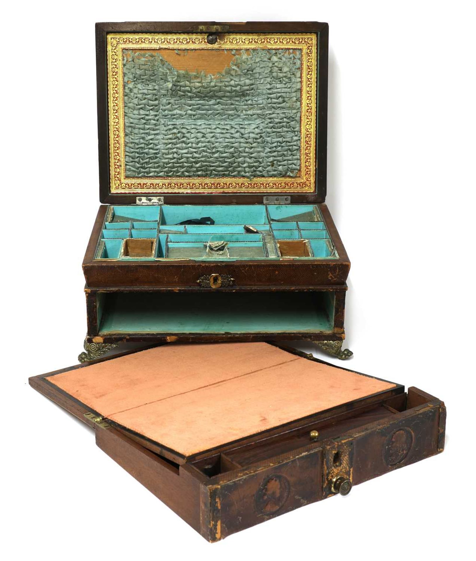 A Regency leather workbox, - Bild 5 aus 5