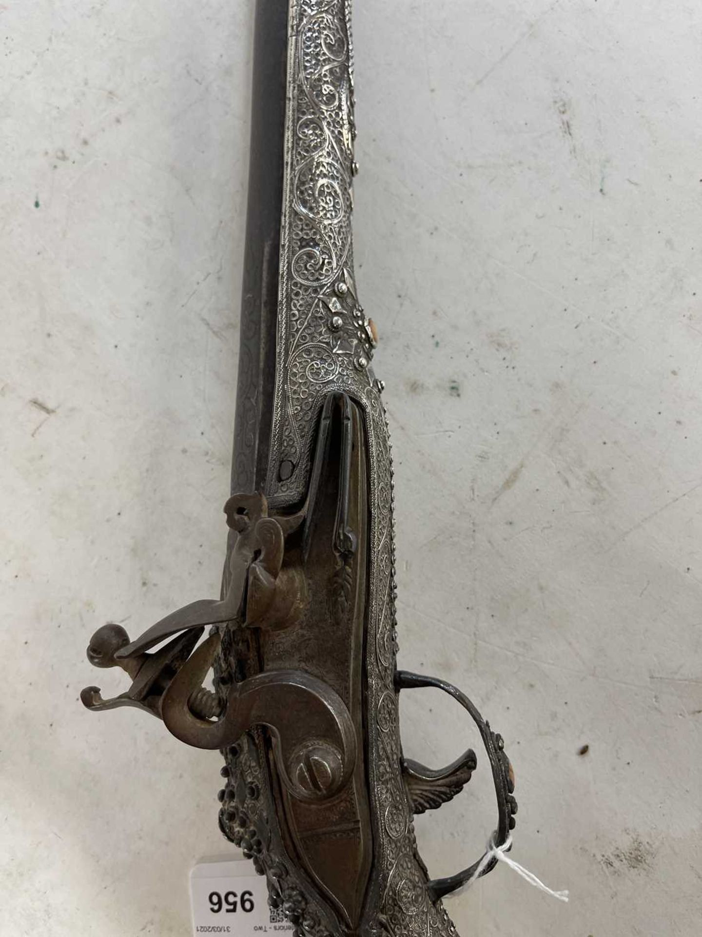 A Turkish silver-mounted flintlock pistol, - Bild 25 aus 45