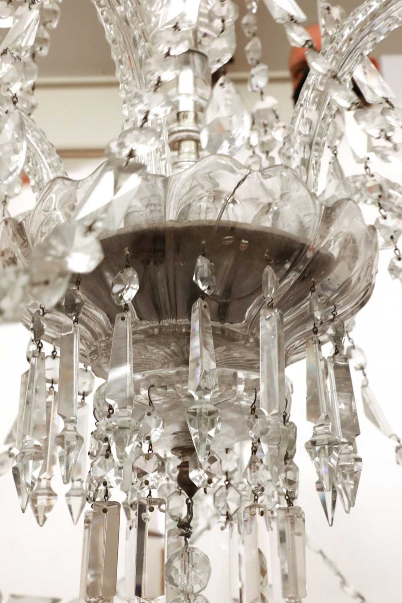 A large George III-style cut glass six-light chandelier, - Bild 4 aus 4