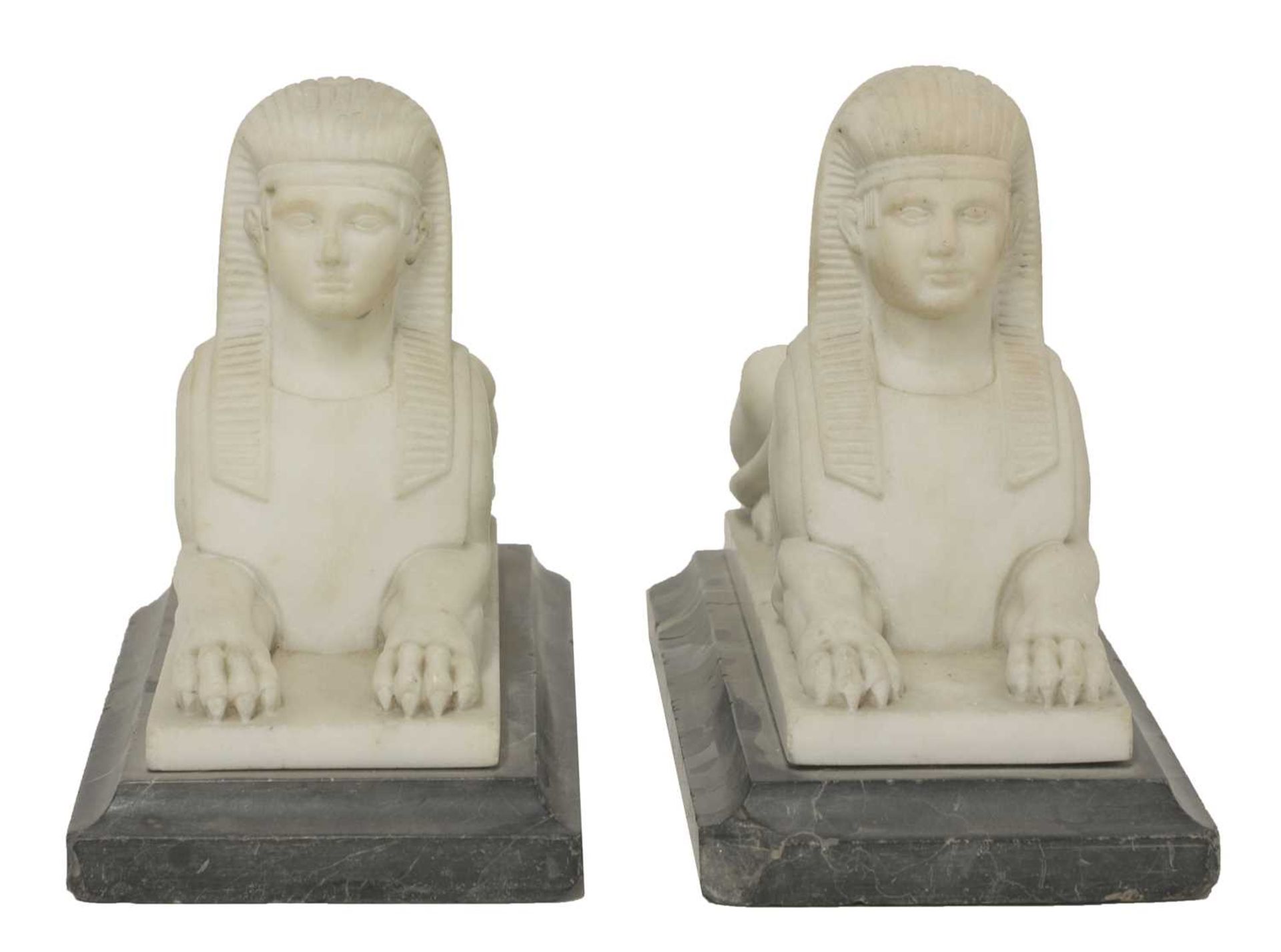 A pair of carved marble sphinx, - Image 3 of 5