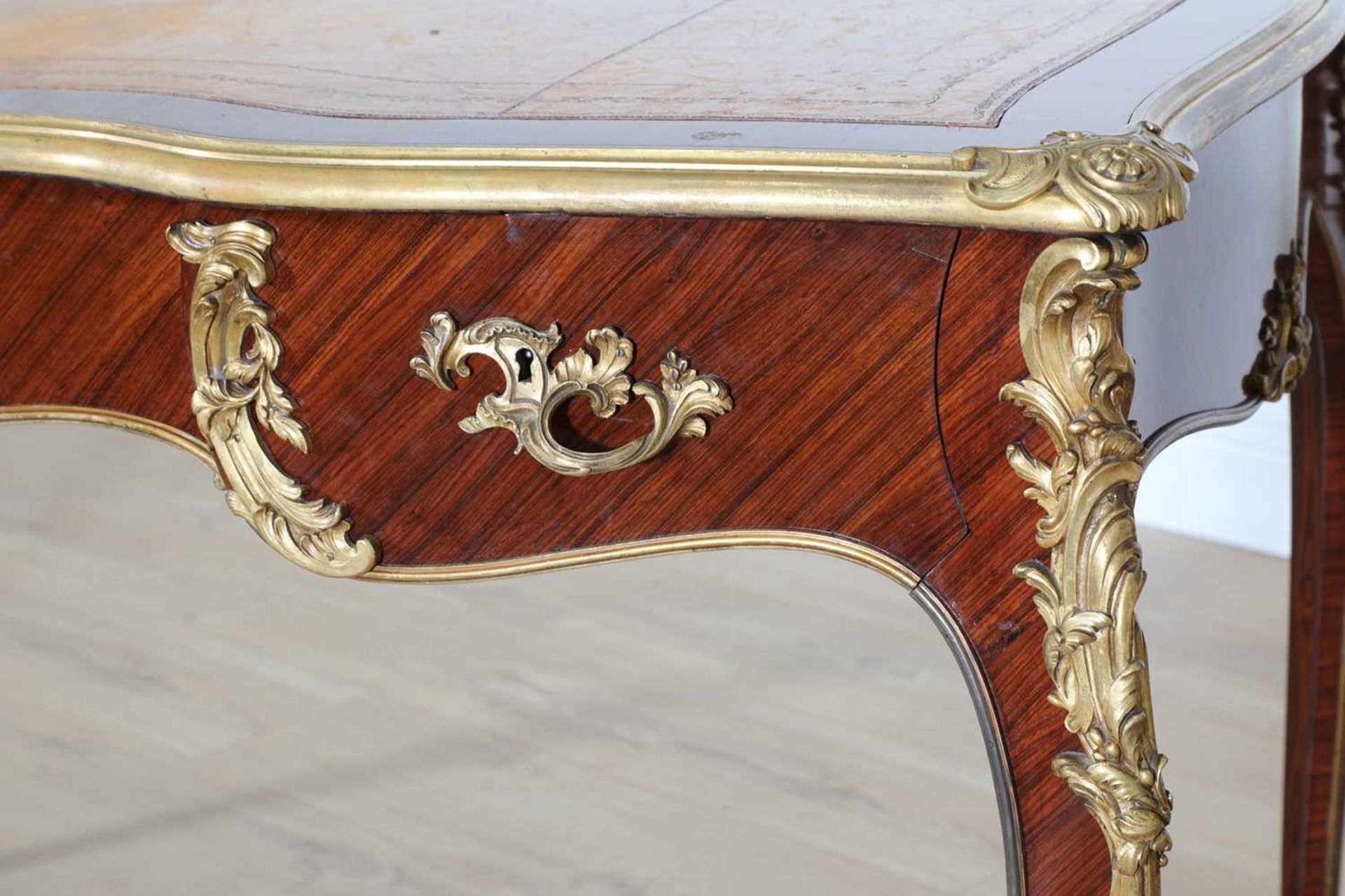 A French Louis XV-style kingwood and ormolu mounted bureau plat, - Image 9 of 12