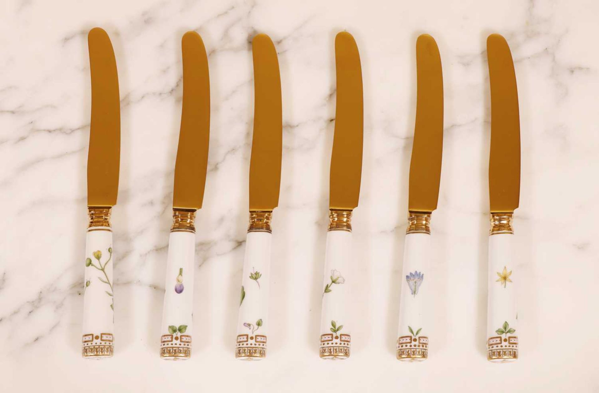 A part canteen of Royal Copenhagen 'Flora Danica' porcelain and silver-gilt cutlery, - Image 11 of 109