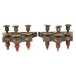 A pair of Victorian Gothic softwood wall lights,