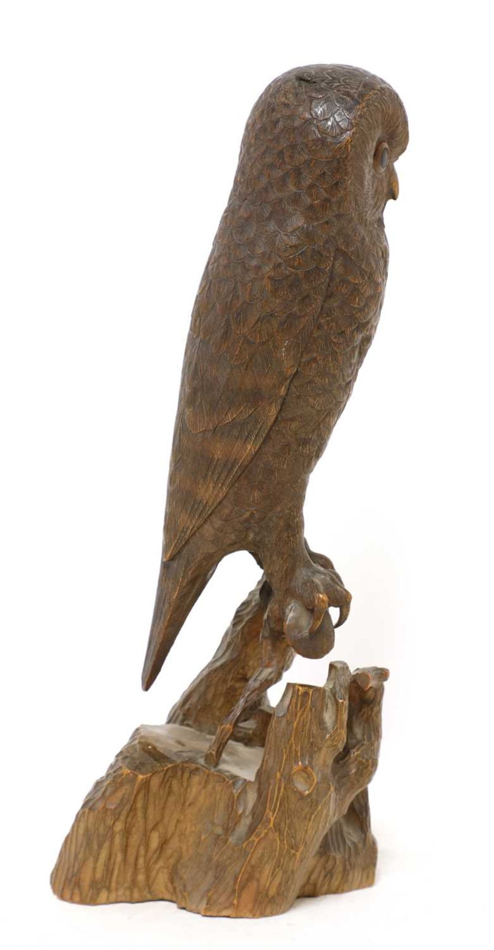 A Black Forest carved softwood owl, - Image 2 of 3