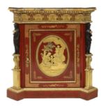 A red lacquered and ormolu mounted pier cabinet,