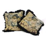 A pair of verdure tapestry cushions,