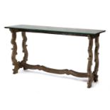 A bleached oak console table,