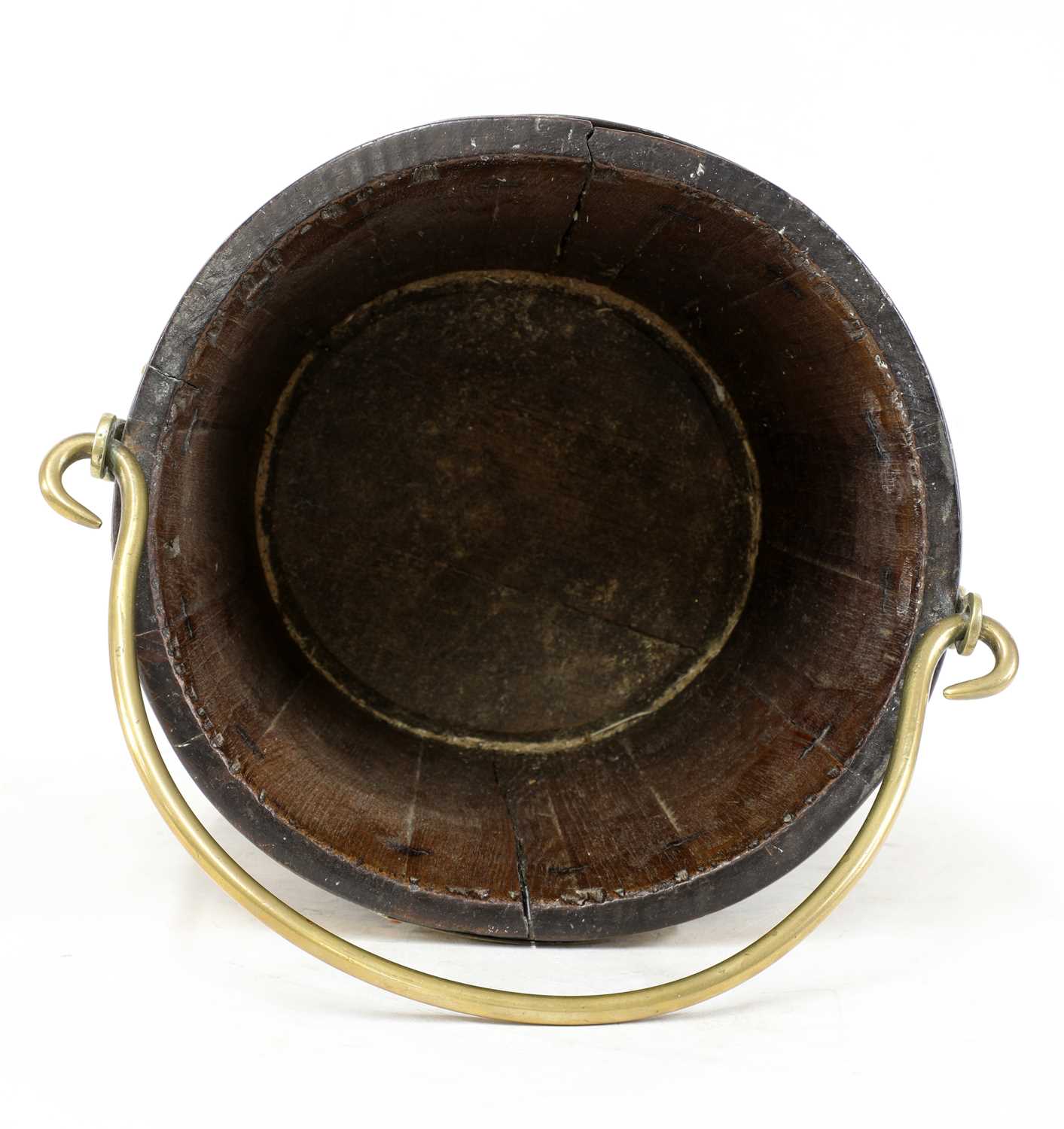 A George III mahogany and brass bound peat bucket, - Image 3 of 4