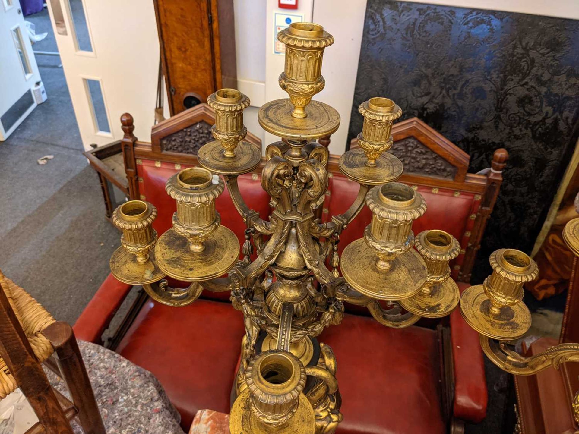 A pair of marble, gilt and patinated bronze candelabra, - Image 16 of 23