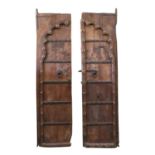 A pair of Indian Rajasthani carved hardwood doors,
