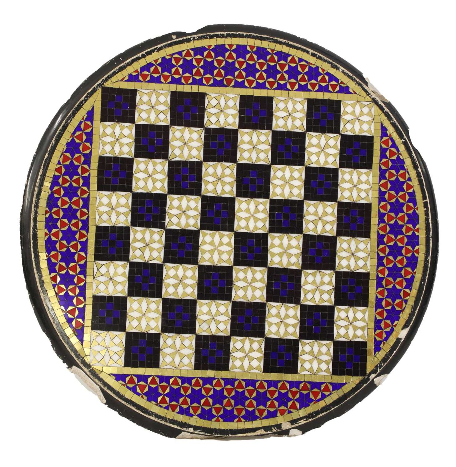 A mirror mosaic chessboard table top,