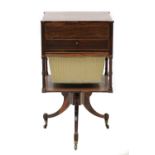 An unusual George III strung rosewood worktable,