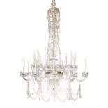 A large George III-style cut glass twenty-four light chandelier,