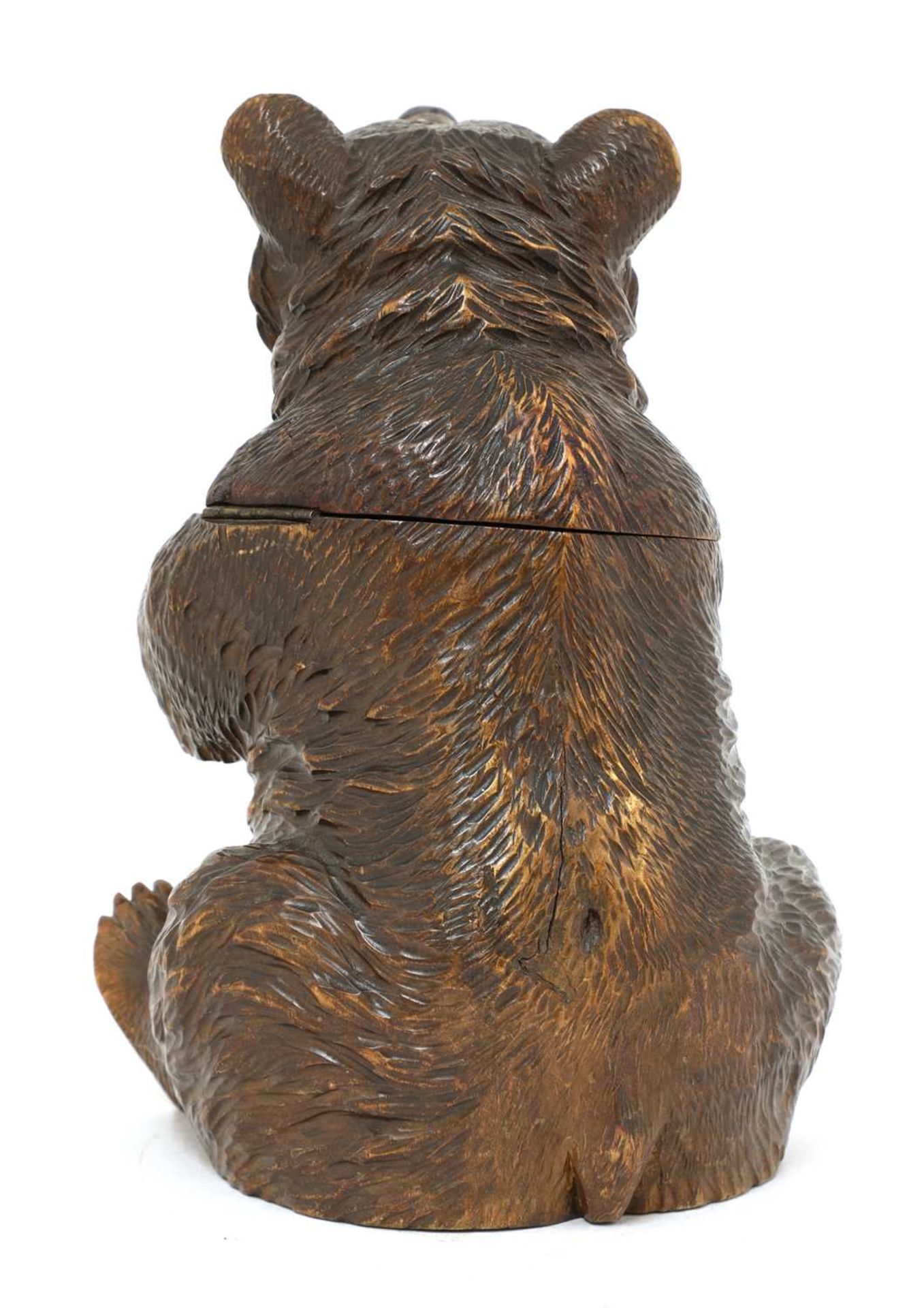 A Black Forest carved wooden bear tobacco jar, - Bild 3 aus 4
