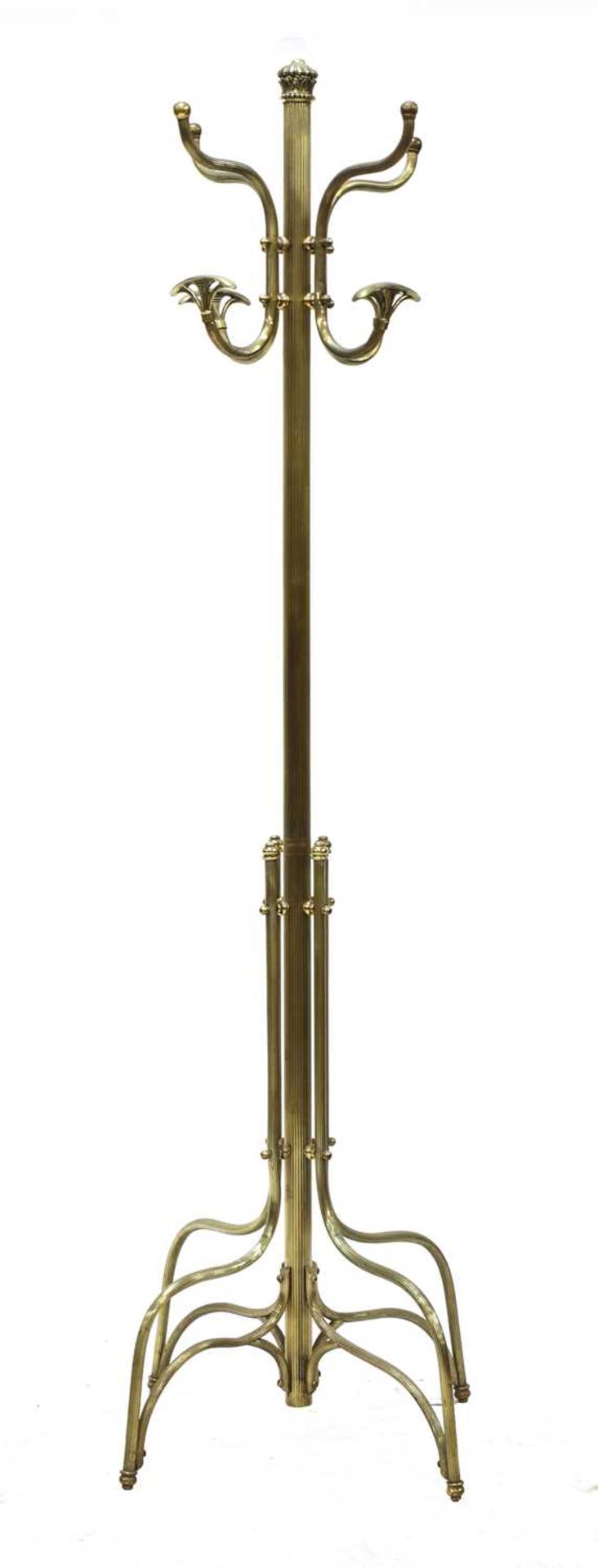 An Edwardian brass hat stand,