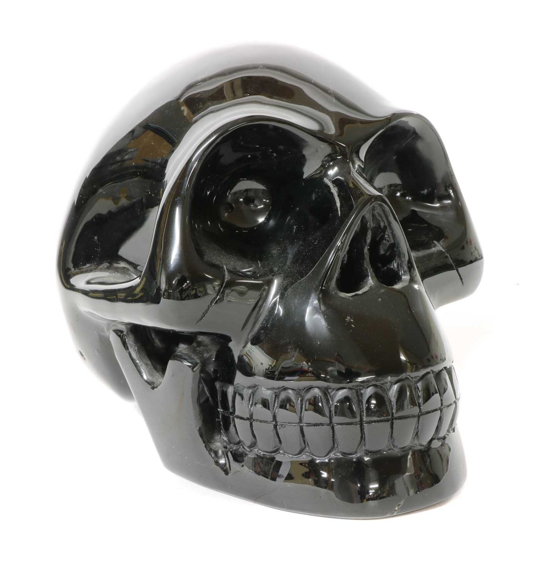 CARVED OBSIDIAN SKULL, - Image 3 of 4