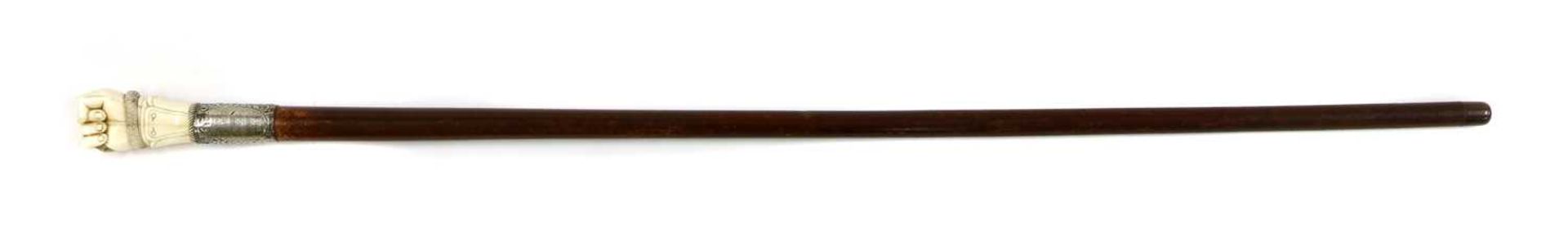 AN IVORY FIST CANE, - Image 3 of 3
