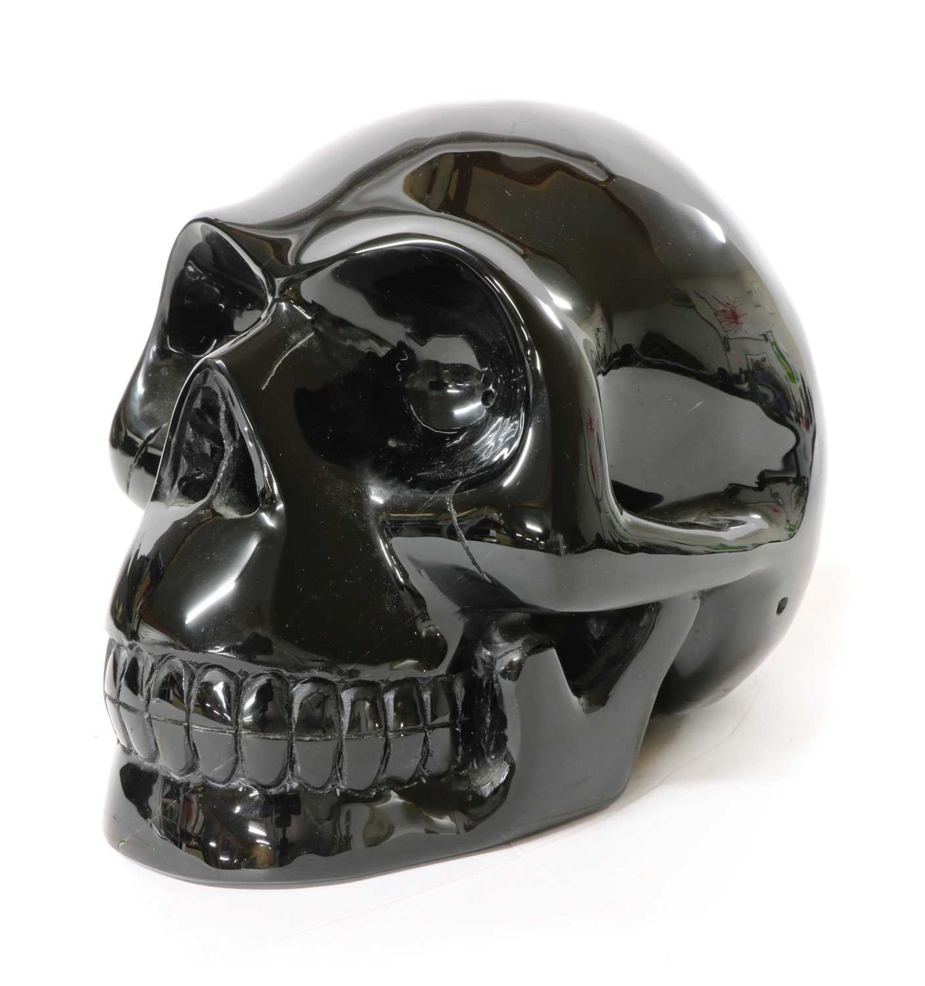 CARVED OBSIDIAN SKULL, - Image 4 of 4